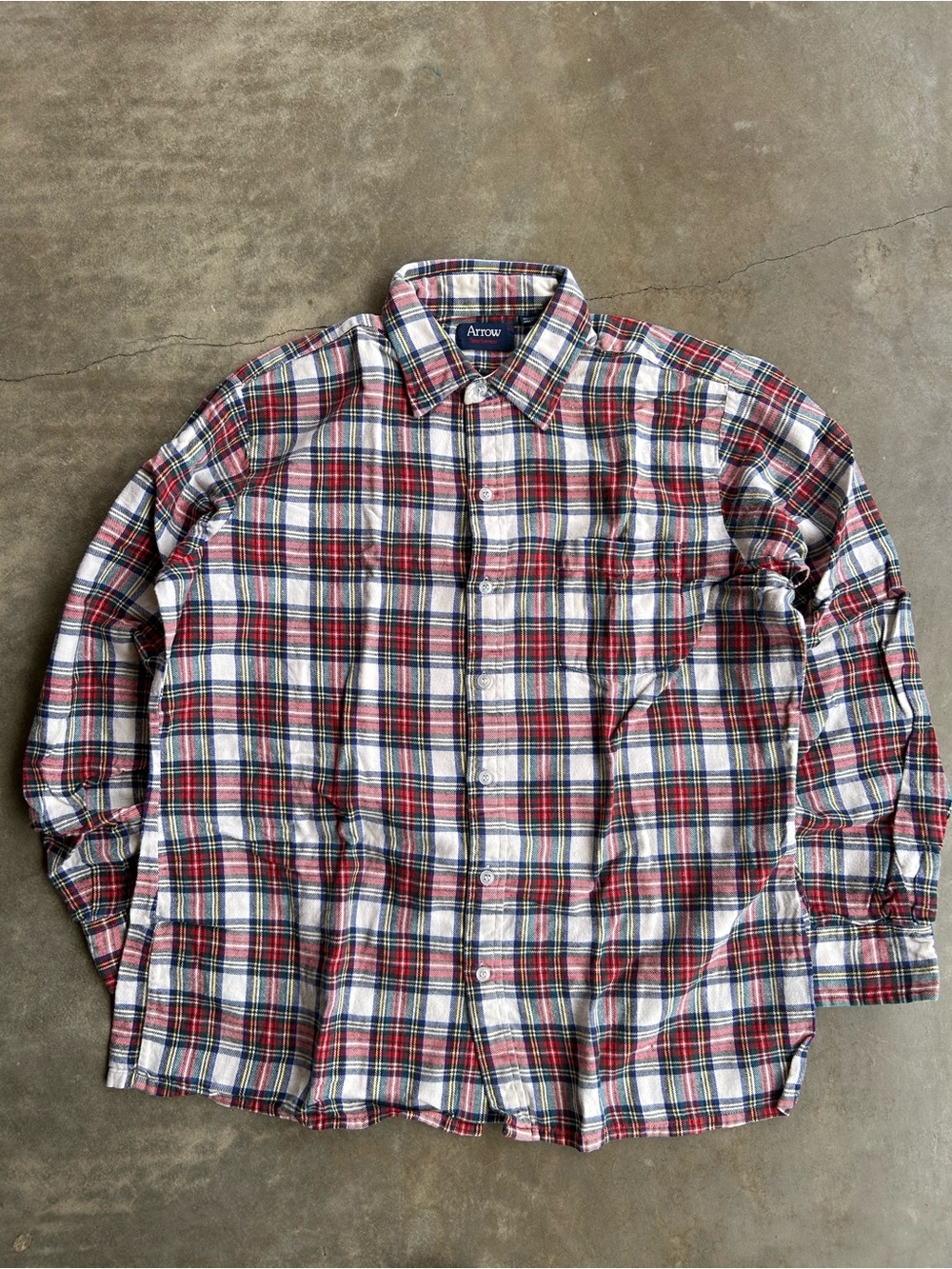 Arrow Red White Navy Plaid Button-Down Shirt - Classic Casual